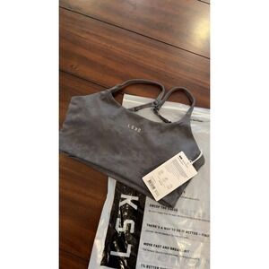 LSKD Twist Sports Bra Dark Storm Wash Gray Medium Support Size S New